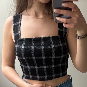 Black and grey checkered crop top